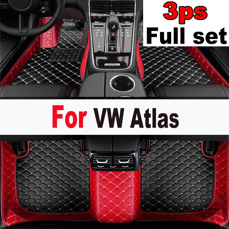 

Car Mats For Volkswagen VW Atlas Teramont CA1 2017~2022 Auto Interior Parts Floor Rug Carpet Luxury Leather Mat Car Accessories