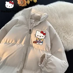 Sanrio Hello Kitty Y2k Punk Print Cotton Jacket Youthful Woman Clothes Fashion Gothic 2000s Aesthetic Down Coat Yk2 Girls Winter