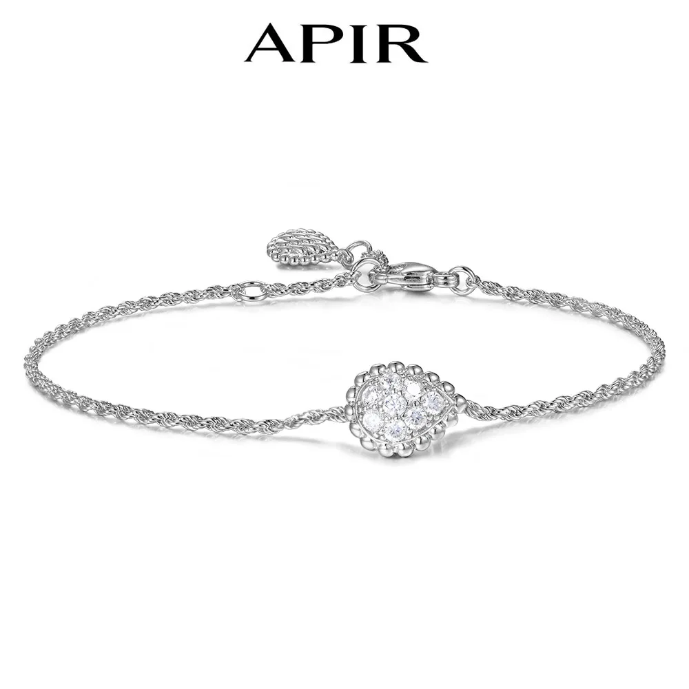 

APIR Silver Plated Zircon Waterdrop Charm Bracelets For Women High Quality Hot Brand Luxury Temperament Jewelry Bracelet Gifts
