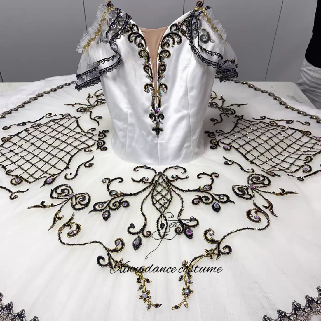 

Elegant Swirl Lace Dance Top for Stage Performance