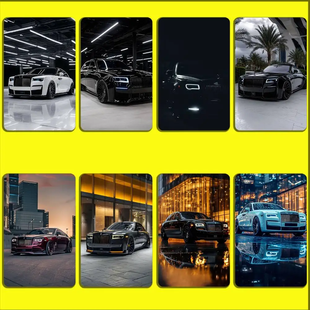 

Luxury Car R-Rolls R-Royces Card Stickers For Debit Bank Credit Cards Metro Bus Pass Sticker Decoration Cover 4PCS Card Skin