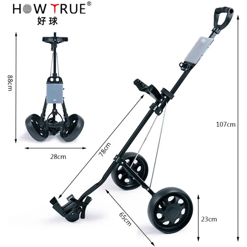 Golf Trolley with Foot Brake and Scorecard, 2 Wheels, Adjustable Handle Angle Smallest Folding Lightweight Golf Push Cart