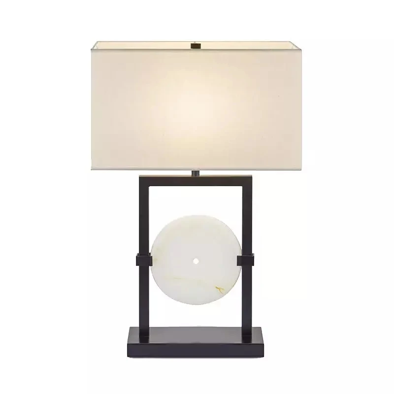 Modern European Design Metal Base White Jade Safety Buckle Table Lamp Reading Study Architect Desk Lamp For Hotel