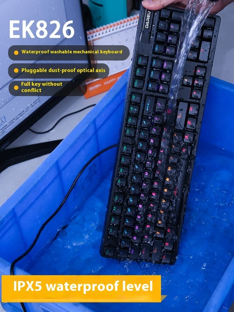 DAREU Wired Mechanical Keyboard EK826 Waterproof Gaming Keyboard Green Shaft Hot Swap 104 Keys