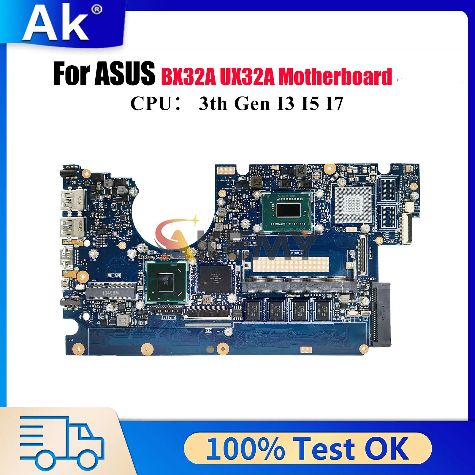 

UX32A Материнская плата для ноутбука ASUS ZenBook UX32A UX32A BX32A Материнская плата для ноутбука с процессором I3 I5 I7 100% тестирование ОК быстрая доставка stk