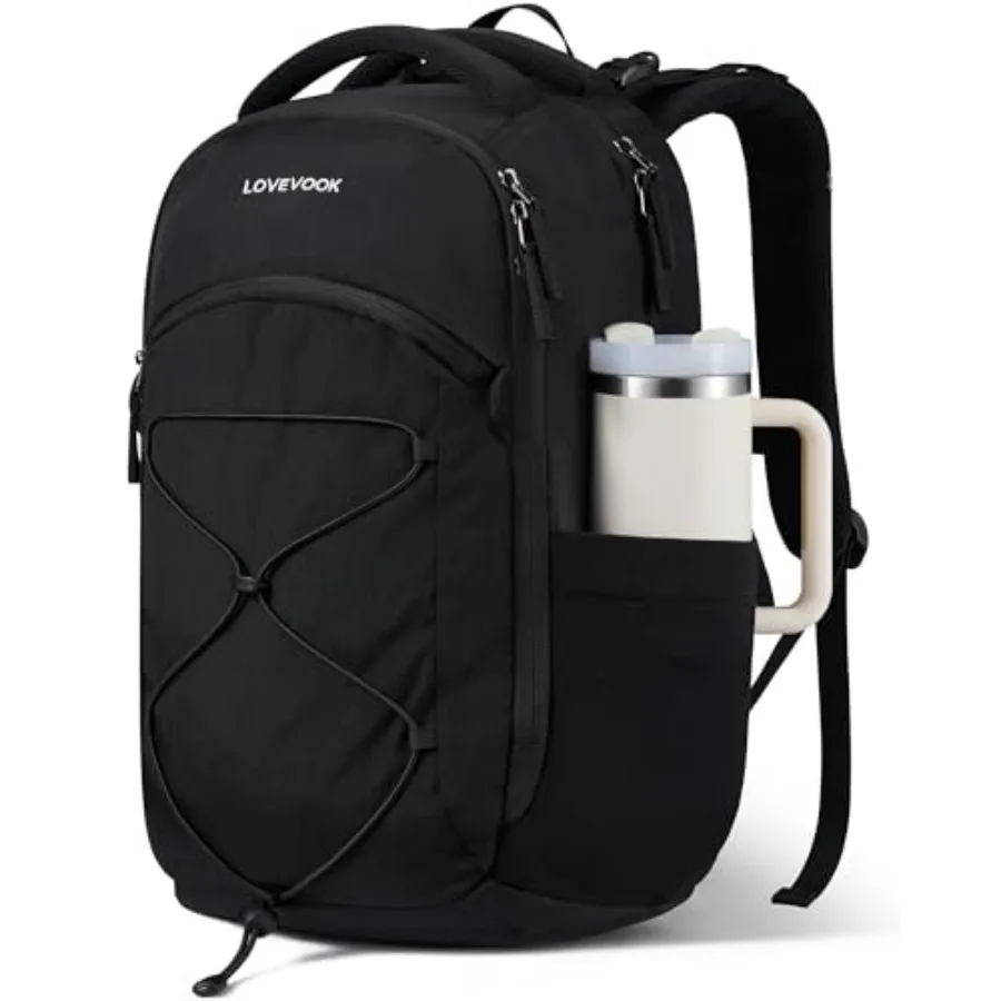 

Everyday Laptop Backpack for Women and Men With Giant Tumbler Holder, Classic Travel Work College Teacher Carry on Backpack Pur