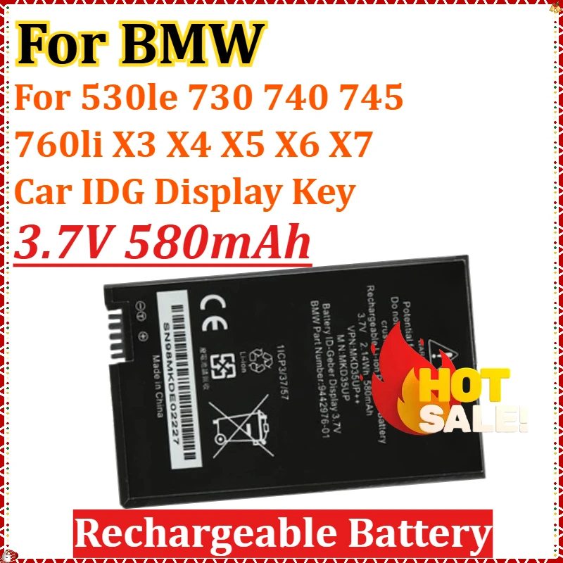 

3.7V 580mAh Remote Key Battery MKD35UP++ for BMW 530le 730 740 745 760li X3 X4 X5 X6 X7 Car IDG Display Key