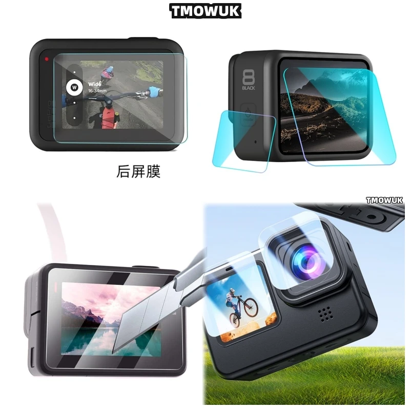 

For GoPro Hero12 11 10 9 Dual-Layer Privacy Shield - 9H Tempered Glass Anti-Glare Full Coverage With Anti-Scratch & Waterdrop Re