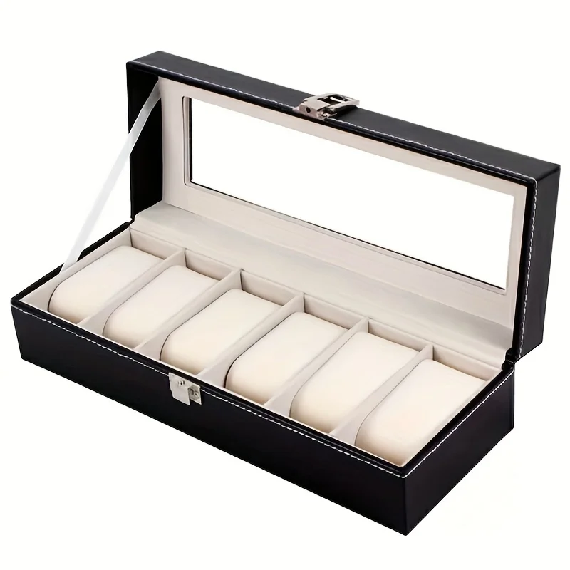 Exquisite hand decorations, mechanical and electronic high-end 6-digit watch box display box, leather storage box, jewelry box