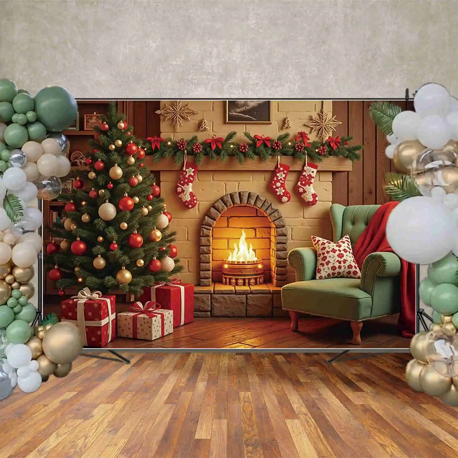 MOON.QG Christmas 2025 Photography Background Xmas Tree Window New Year Photozone Backdrop Child Photo Studio Photocall Supplies