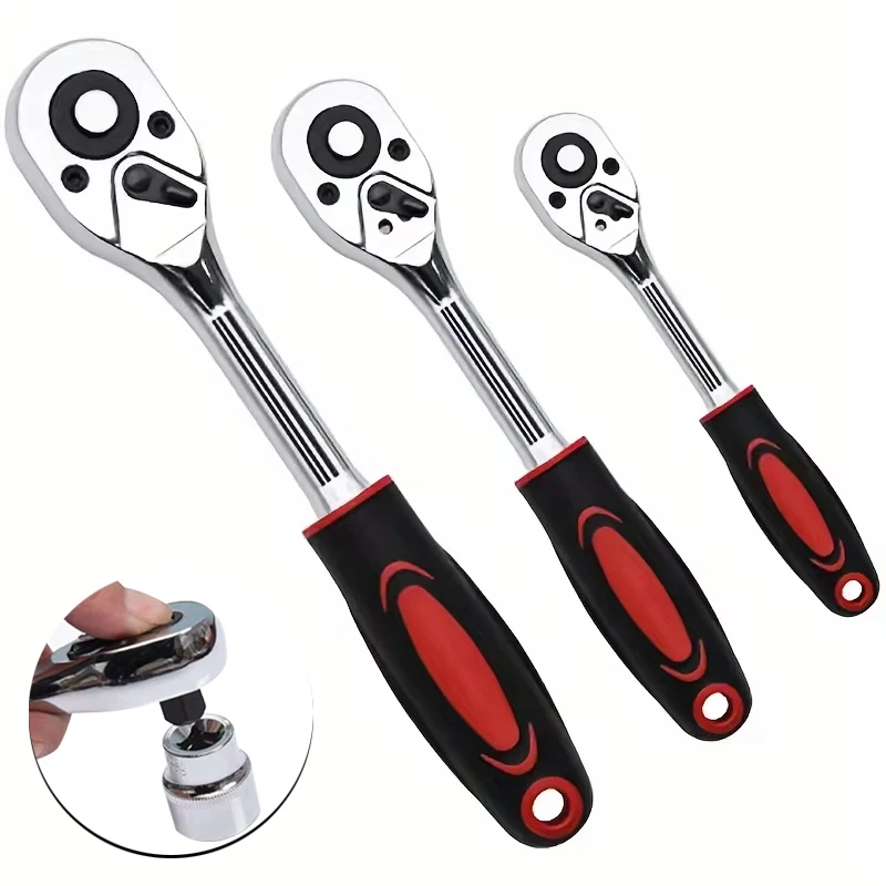 Quick Ratchet Wrech 1/4 3/8 1/2 Inch Professional Heavy Duty Ratchet Set Chrome Vanadium Auto Repair Steel Labor-saving Tool