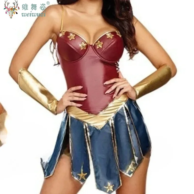 

New Hallween Costume European and American Wonder Adult Woman Sexy Costume Cosplay League of Legends Gladiator Fancy Hot Uniform