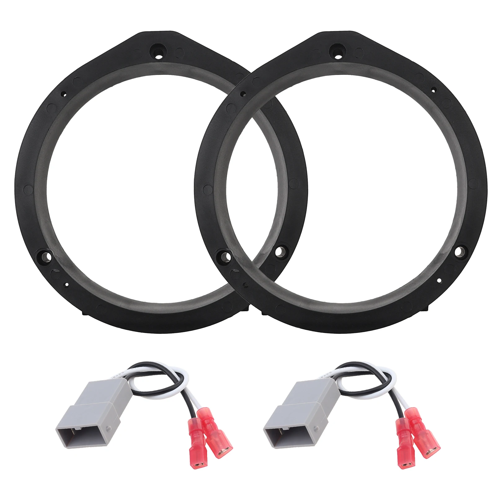 2pcs 6.5Inch Front/Rear Door Aftermarket Speaker Update Install Speaker Adapter Bracket Spacers Fit for Honda with WiringHarness
