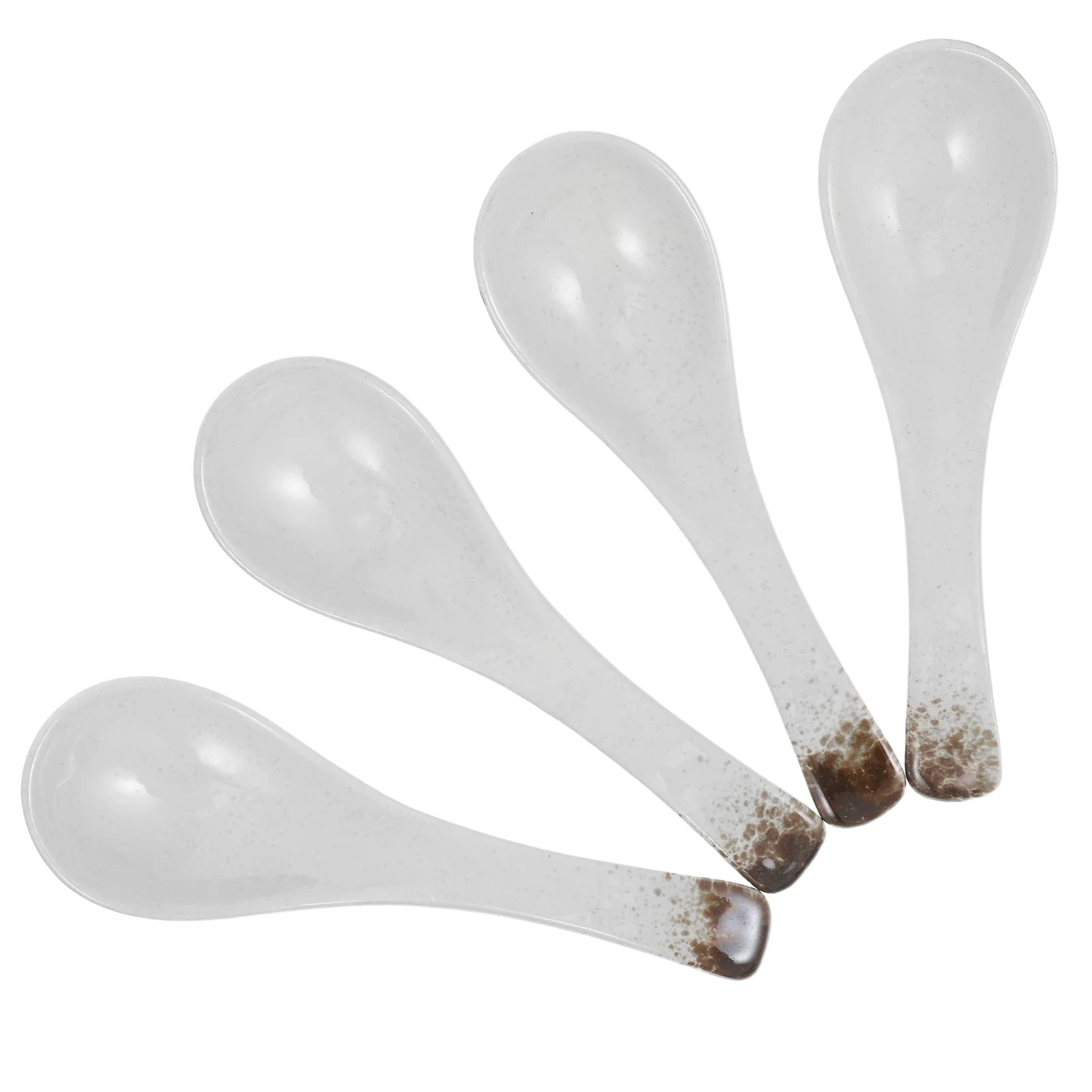 

4Pcs Vintage Ceramic Dessert Spoons Retro Style Small Soup Rice Serving Spoons Elegant Tableware Tea Spoon Ceramic
