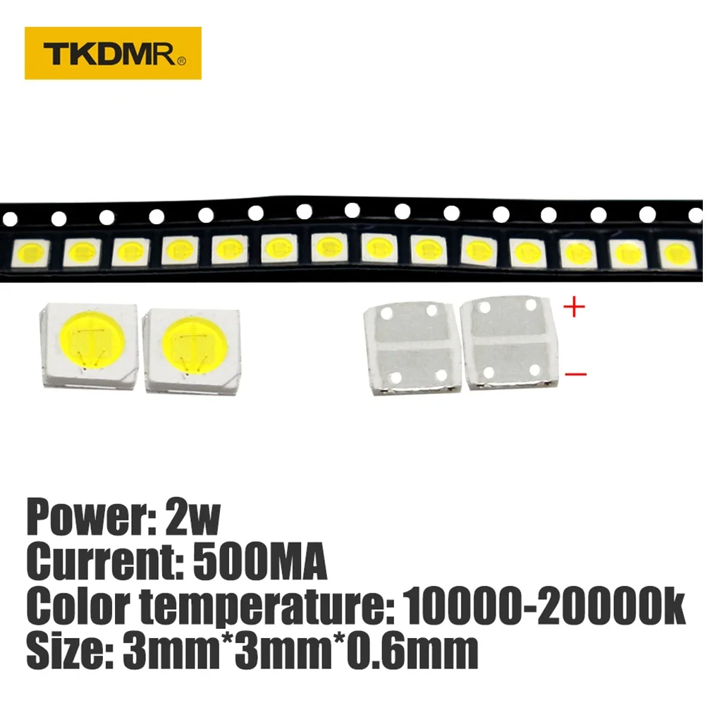 

TKDMR 1000/500pcs LED Backlight High Power 2W 3030 3V Current 500MA Color Temperature 10000-20000kl White TV Application