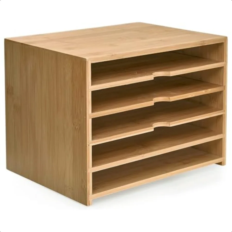 

Prosumer's Choice 5Tier Natural Wood Letter Tray Desk Organizer Desktop File Sorter for Letter A4 Documents Paper Organizer for