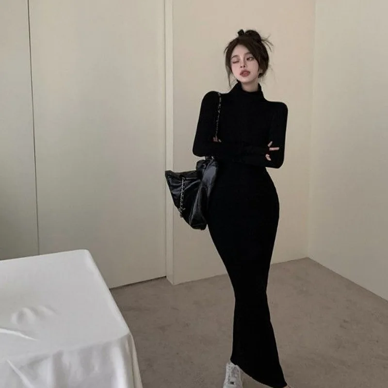 Jersey hasta la rodilla, suéteres de moda, jerséis para mujer, estampado medio abierto, Hottie Moda Illusion, giro de tres botones, moda fina