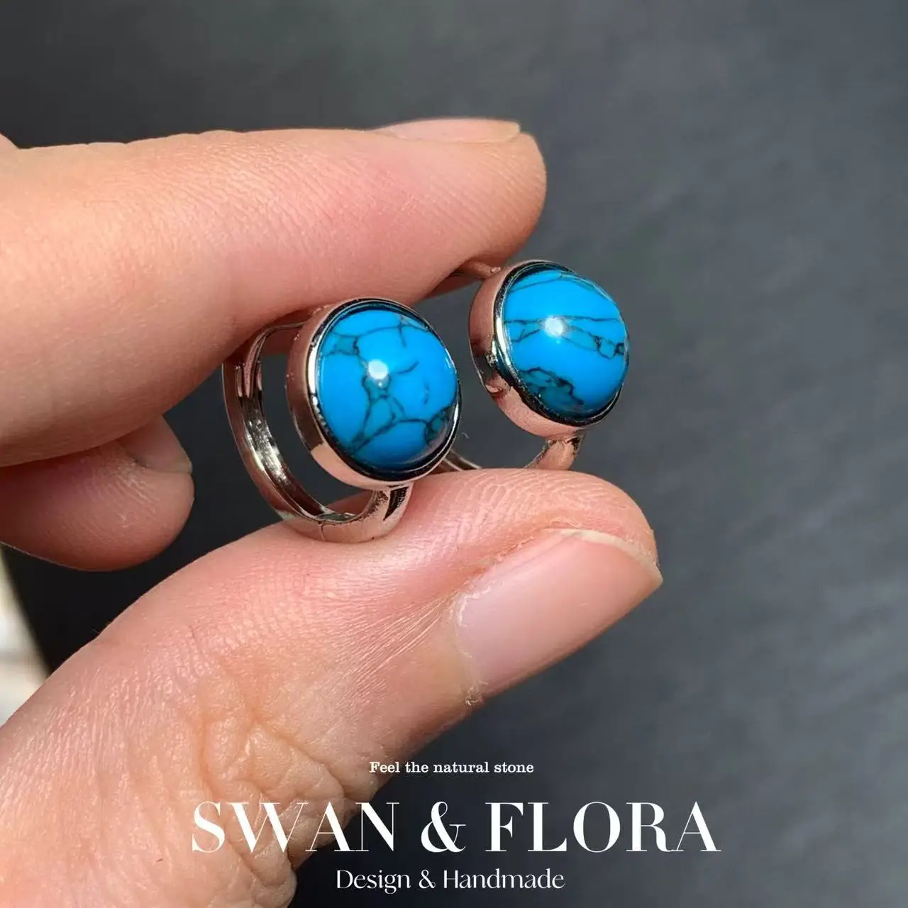 

Retro Natural Turquoise earrings Stud earring For Women CUTE Gift Fine Jewelry