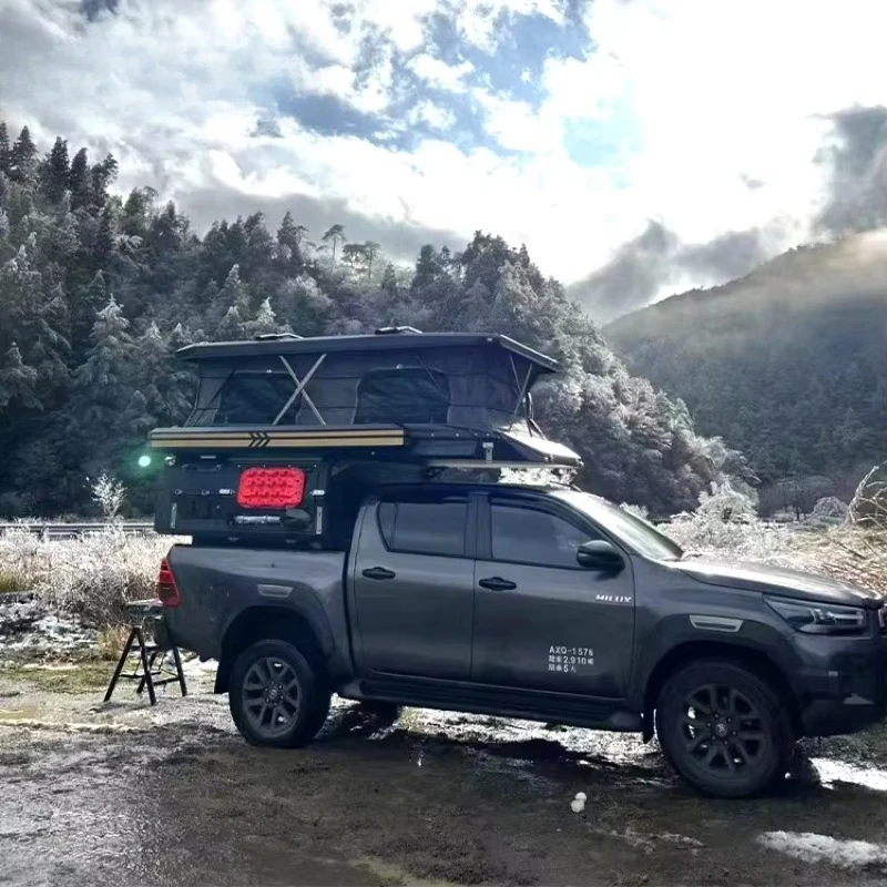 All-Season Flat Pickup Truck Camper Pop-Up Slide-In Bed Tent For Overlanding