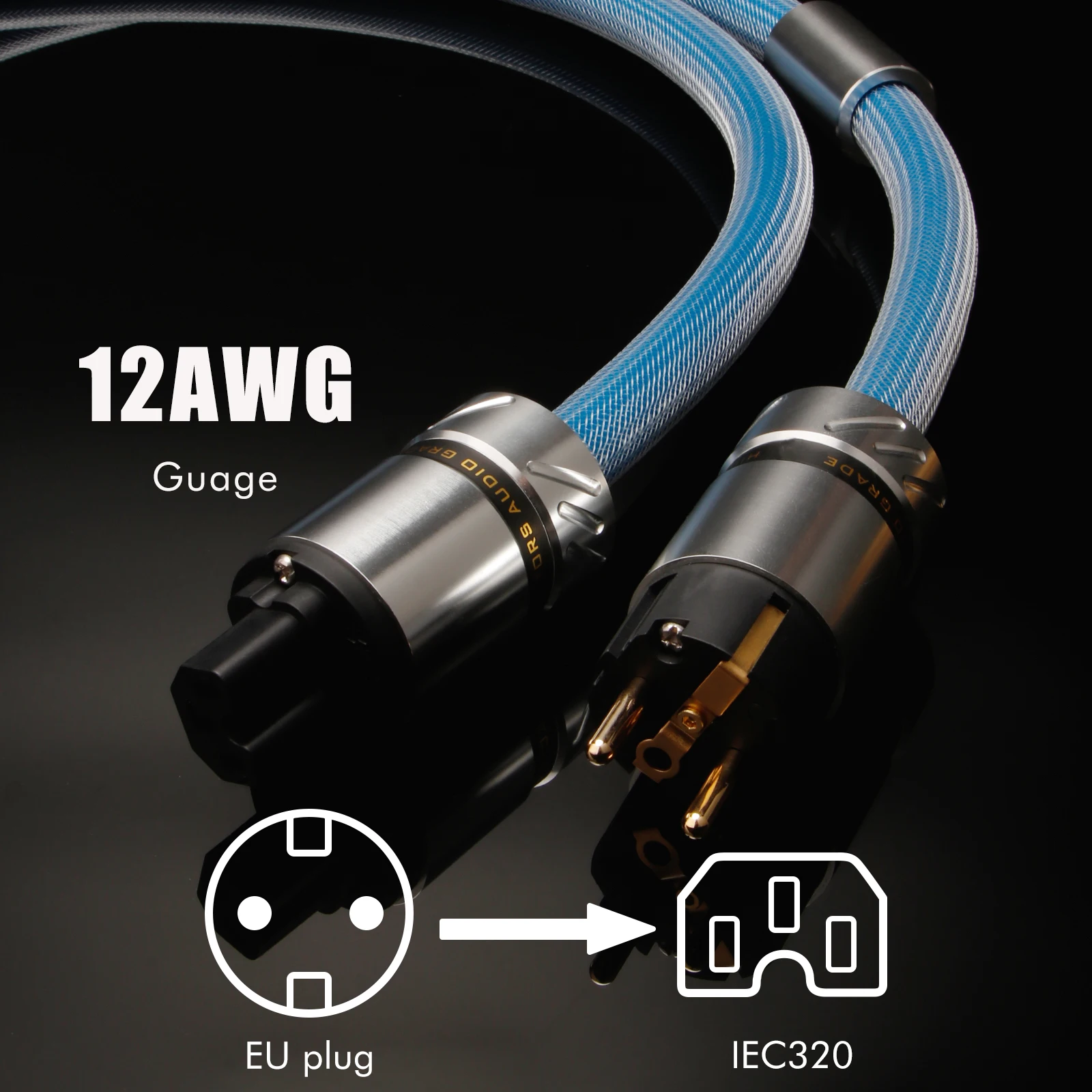 HIFI-stroomkabel Audiofiele HiFi EMC-afscherming AC-stroomkabel Verzilverd EU/US-stroomkabel EU schuko-stroomkabel