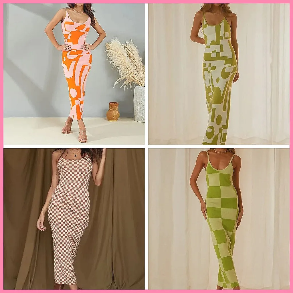 

Fashionable Sexy A-Line Dress Floral Print Slim Fit Long Dress Sweet Summer Style