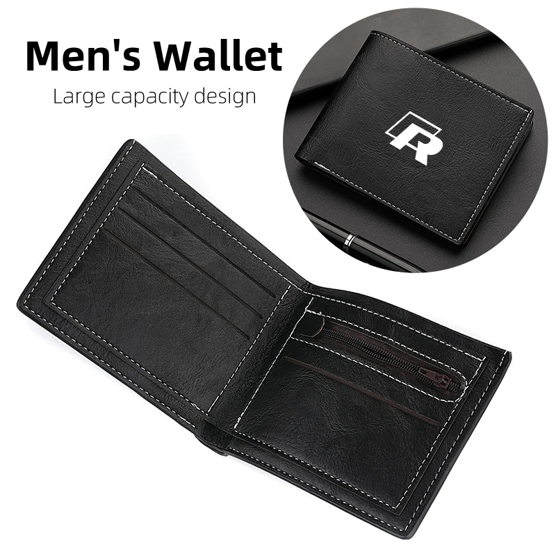 Men Wallet Car Logo Leather Coin Purse Personalised ID Card Holder For VW Golf 5 7 Jetta Sagitar Magotan Passat Tiguan Scirocco