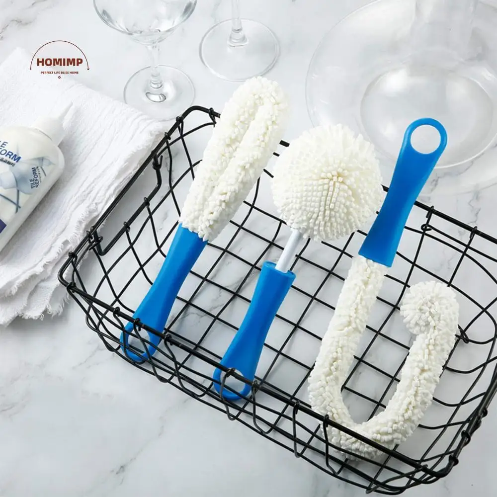 

Soft 3PCS/Set Flexible Stemware Glasses Cleaning Tools Cleaning Brush Dust Cleaner Bottle Scourer
