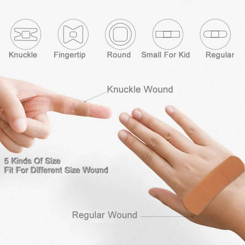 Impermeável primeiros socorros para casa, gesso ferida, band-aid, Knuckle Patch, kit de emergência, viagem acessórios, 5 estilos, 100PCs