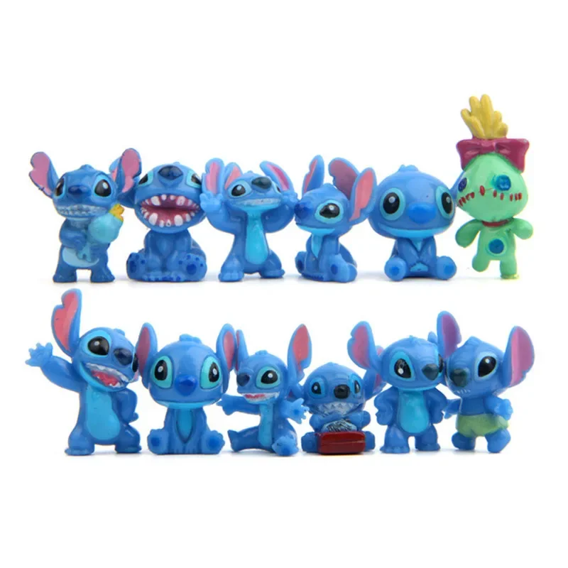 12Pcs MINI Stitch Figurine Set 3CM Cartoon Stitch Scrump Anime Figures Dolls Collectible Model Decoration Toys For Kids