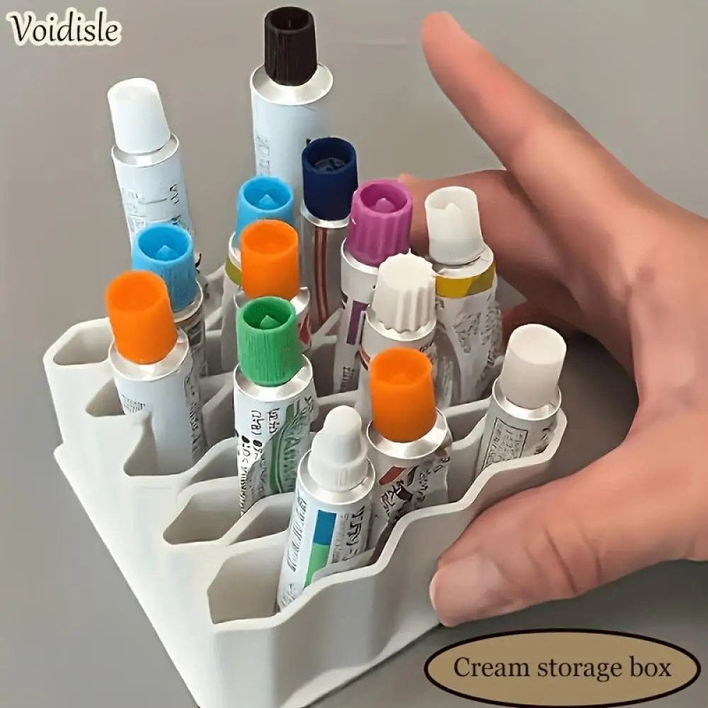 32 Grid Vertical Storage Organizer Multi-Layer Label Divider Desktop Box Black White for Medicine Makeup Pencils Space Saving