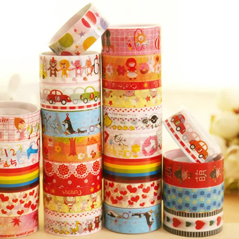 10pcs Colorful DIY Cartoon Tape Children Creative Decorative Tape Stickers Album Diary Decorative Tape Sticker Material TMZ