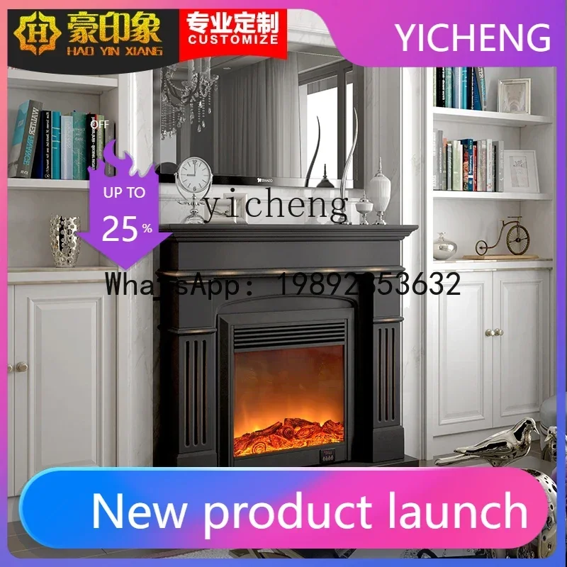 

6 Solid Wood Fireplace Curio Cabinet European Living Room Heater Household Simulation Flame Electric Fireplace