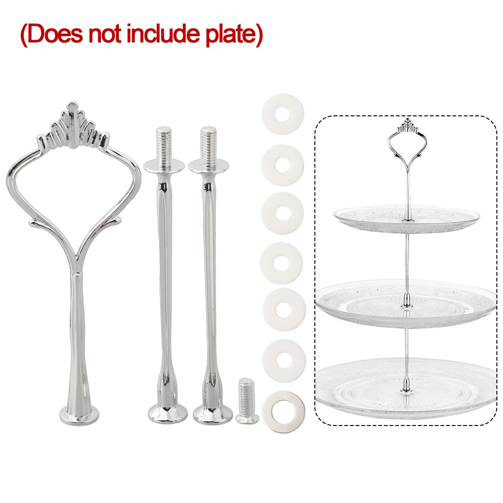 2/3 Tier Cake Stand Afternoon Tea Wedding Plates Party Tableware Golden/Silver Tier Cake Plate Stand Cupcake No Plate Zinc Alloy