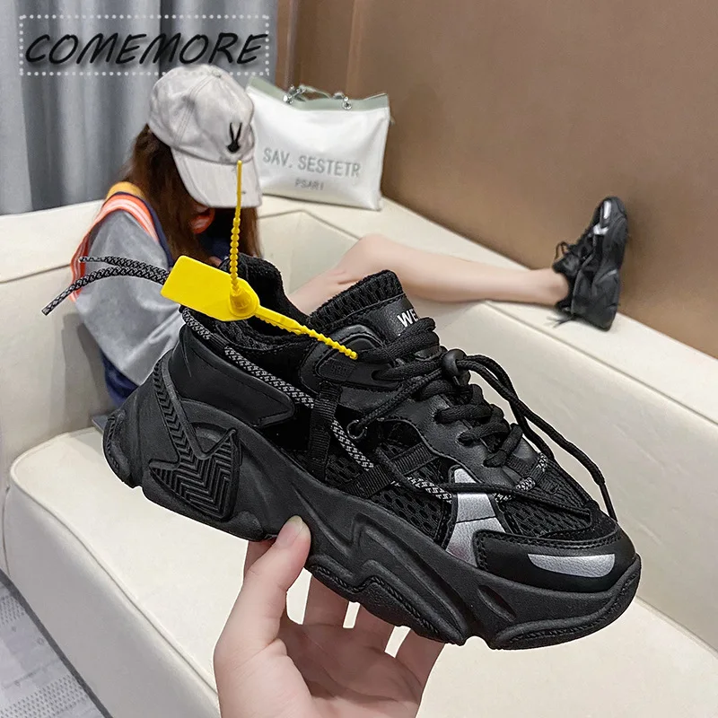 Spring Autumn Women\'s Male New Fashion Lace Up Sports Couple Shoes Breathable Casual Platform Sneakers Vulcanized Shoes Lace-up