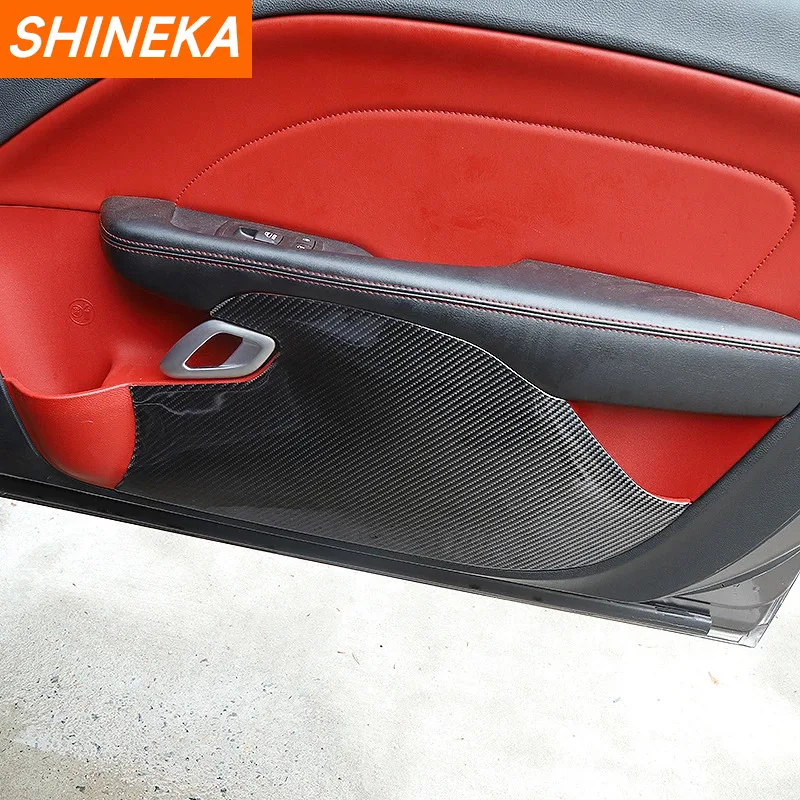 Carbon Fiber Accessories For Dodge Challenger Car Door Anti-kick Anti-dirty Protective Panel Stickers For Dodge Challenger 2015+