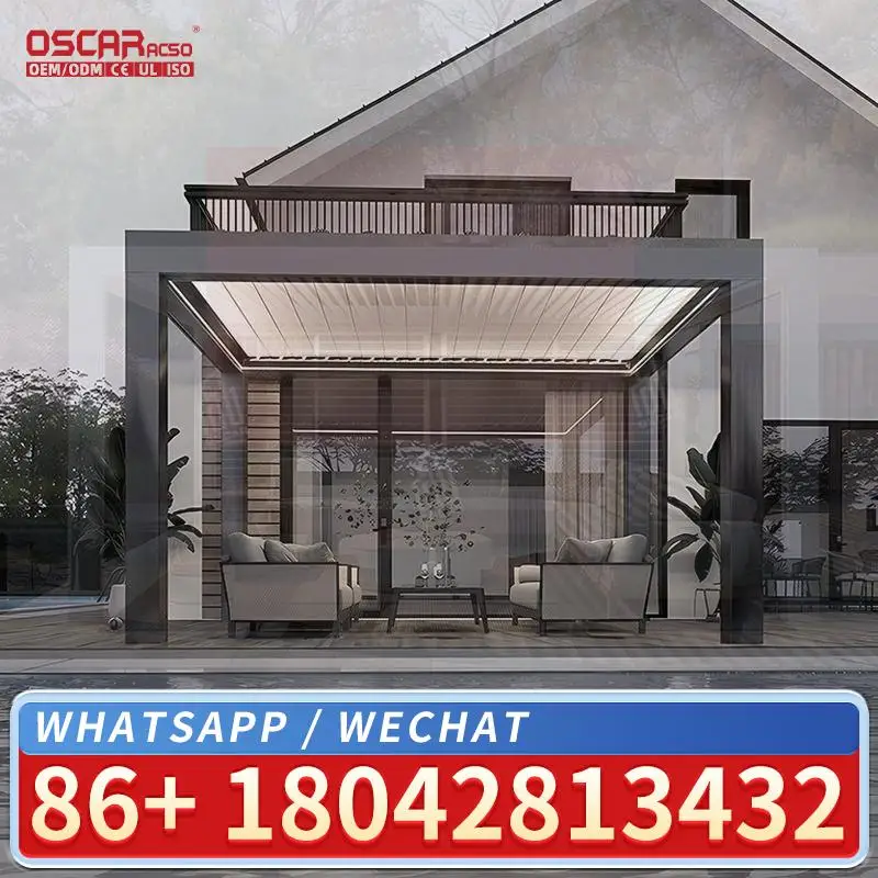 Outdoor Aluminium Motorized Louvered Canopy 3x3 3x4 4x6m Bioclimatic Shading for Garden Patio Backyard Louver Pergola