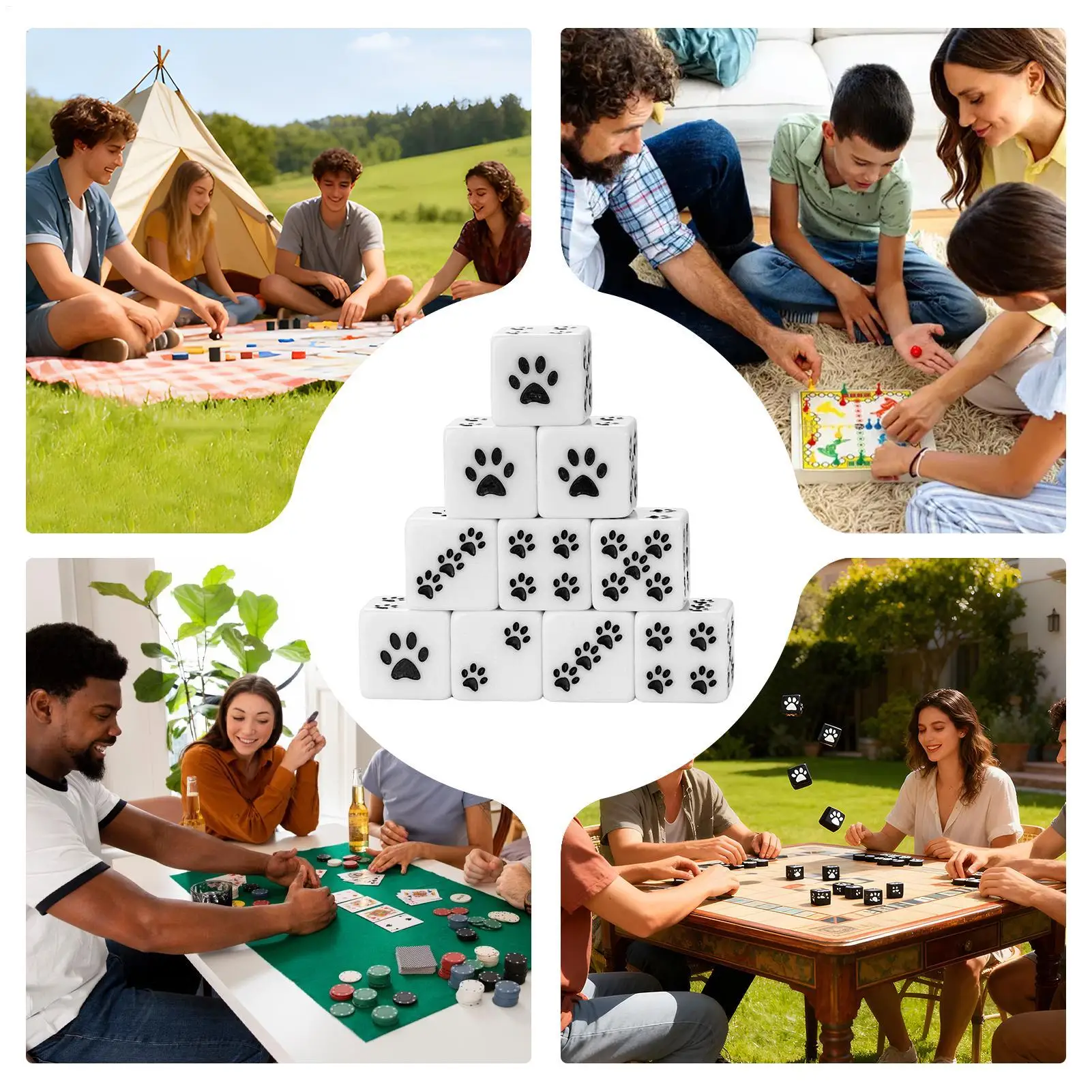 لعبة الطاولة النرد عرض الديكور 10 قطع القط باو نمط مجلس لعبة النرد للتخييم المنزل نزهة عنبر السفر الأسرة #5