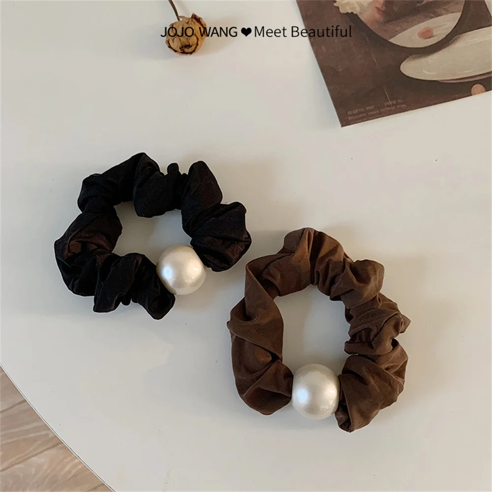 Big Pearl Headband Ponytail Holder Girls Scrunchies Elegant Elastic Hair Bands For Women Rubber Rope Headdress Hair Accessories