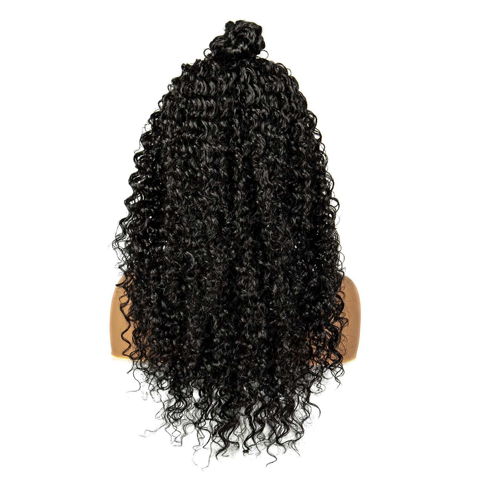 24 Inch Synthetic Lace Front Braided Wigs with Baby Hair for Black Women Kinky Curly 13x4 Transparent Curly Braids Wig with Buns