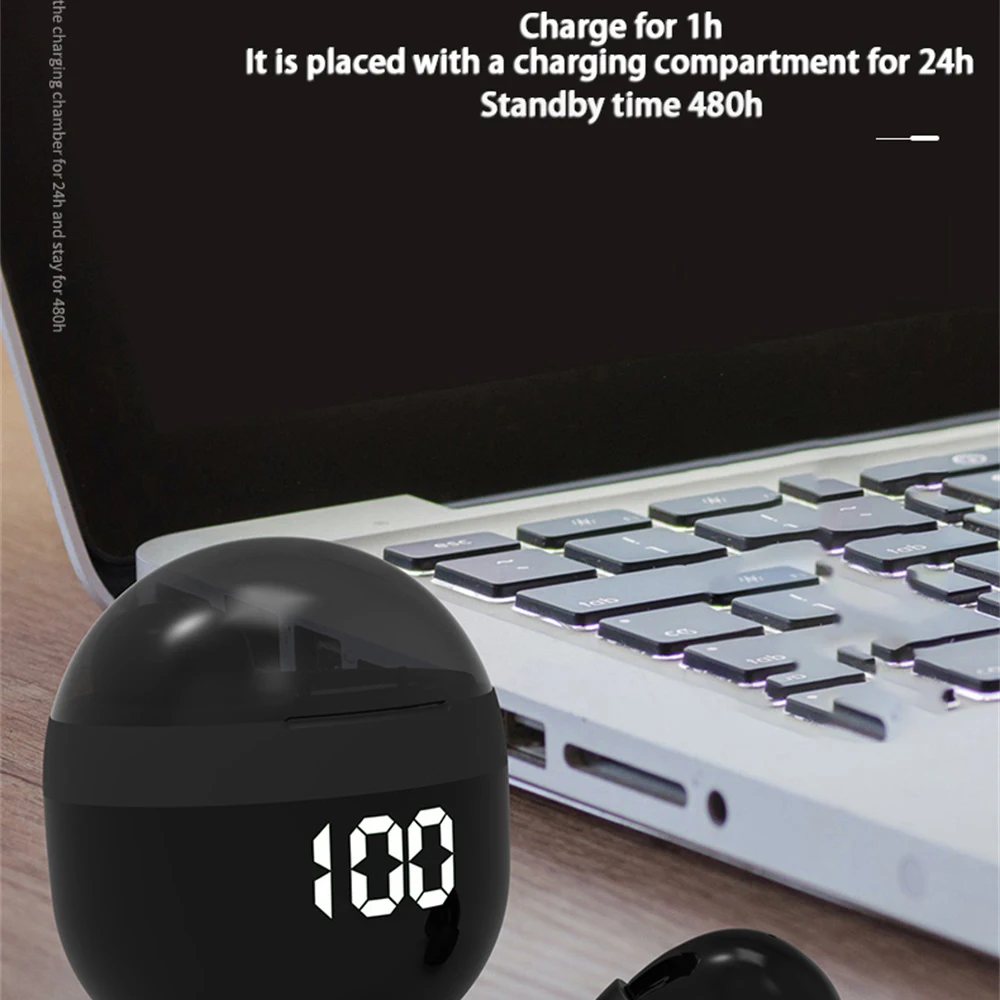 Mini pequeno e leve fone de ouvido sono display led energia mini sem fio 5.3 fone música hd chamada hlfl qualidade som masculino senhora