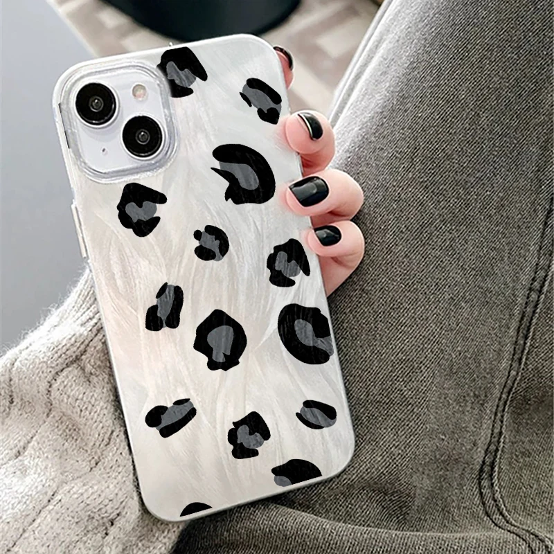 Coque de téléphone de luxe à imprimé léopard et paillettes pour iPhone 17 Air 16 15 14 11 Pro Max 14 15 Plus X Xs 8 7 – Étuis de protection