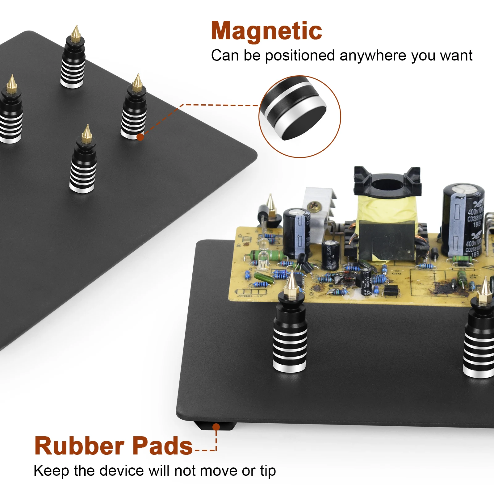 NEWACALOX-soldadura Flexible magnética, soporte para pistola de calor de tercera mano con lupa LED 3X para reparación de PCB, estación de retrabajo