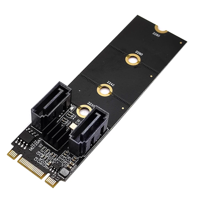 NGFF M2 NVME to SATA3.0 6Gb Card Adapter M.2 Key-M PCIE NVME to Dual SATA 3.0 Expanion Card Riser Converter JMB582 PCIE 3.0 Chip