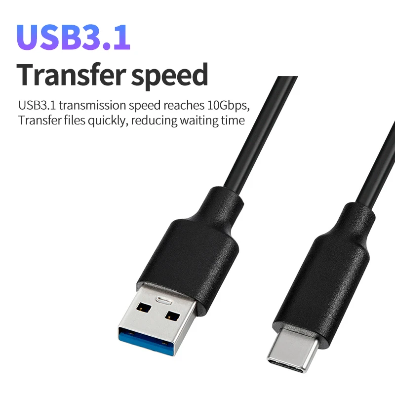 3A Type C Data Cable USB 3.1 Fast Charging USB-C  USB A To C Charger Wire Mobile Phone Black Cord 0.15m 0.2m 0.5m 1m 1.5m 2m 3m