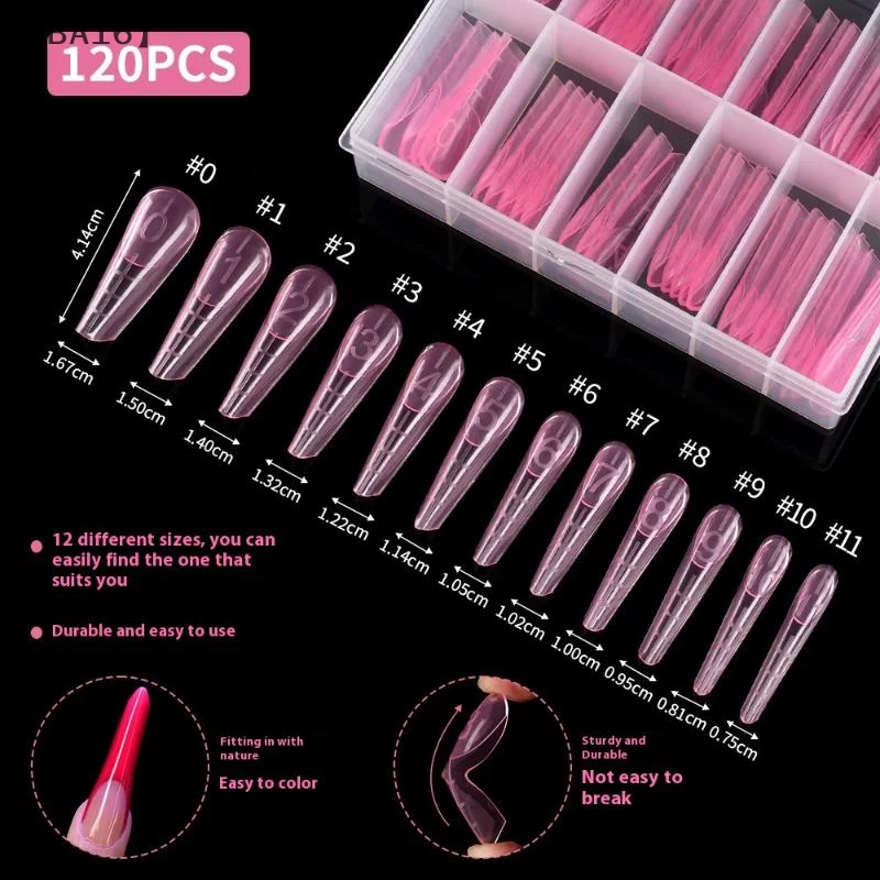 

〔HBA16〕120pcs Nail Mold With Edges Scale Inside False Nails Tips Quick Building Gel Mold Extension Top Upper Forms Extension