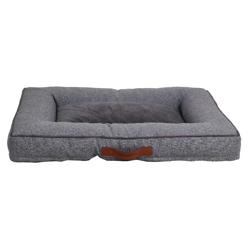 Large Comfort Orthopedic Bolster-Style Dog Bed, Gray