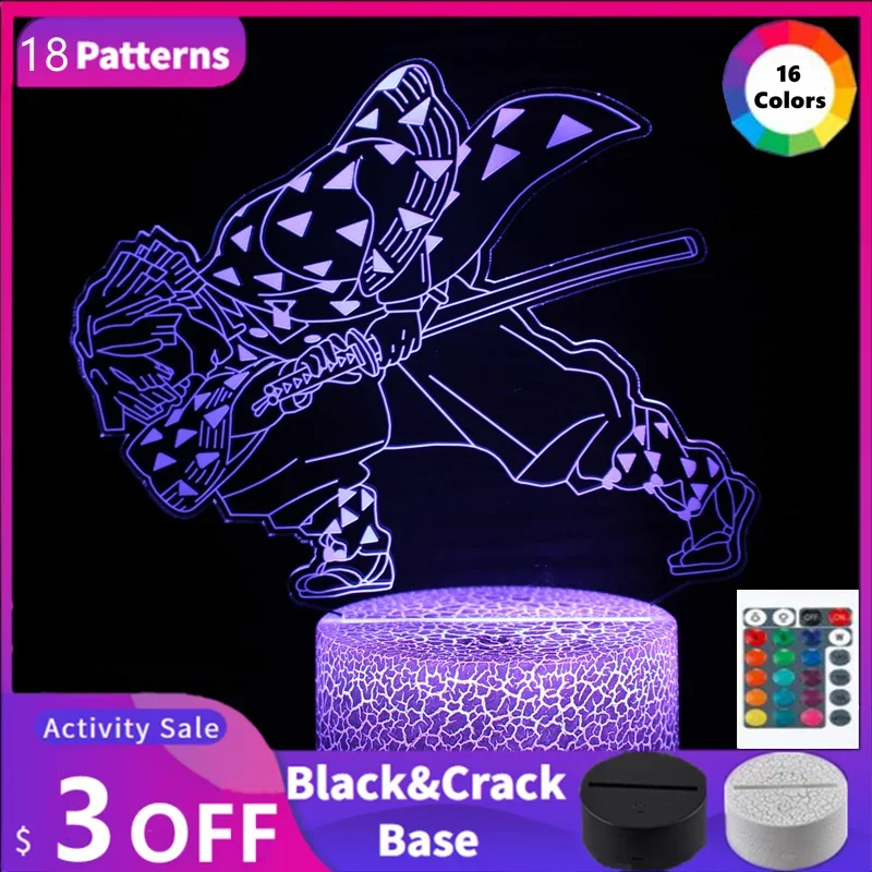 

18 Patterns Demon Slayer Anime Tanjiro Lamp Setup Nezuko Zenitsu Figure Kimetsu No Yaiba Manga Deco RGB 3D Room Decor Agatsuma