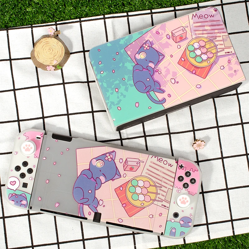 Interruptor caso oled tpu escudo protetor macio para nintendo interruptor oled joycon controlador rosa capa escudo para nintend interruptor oled