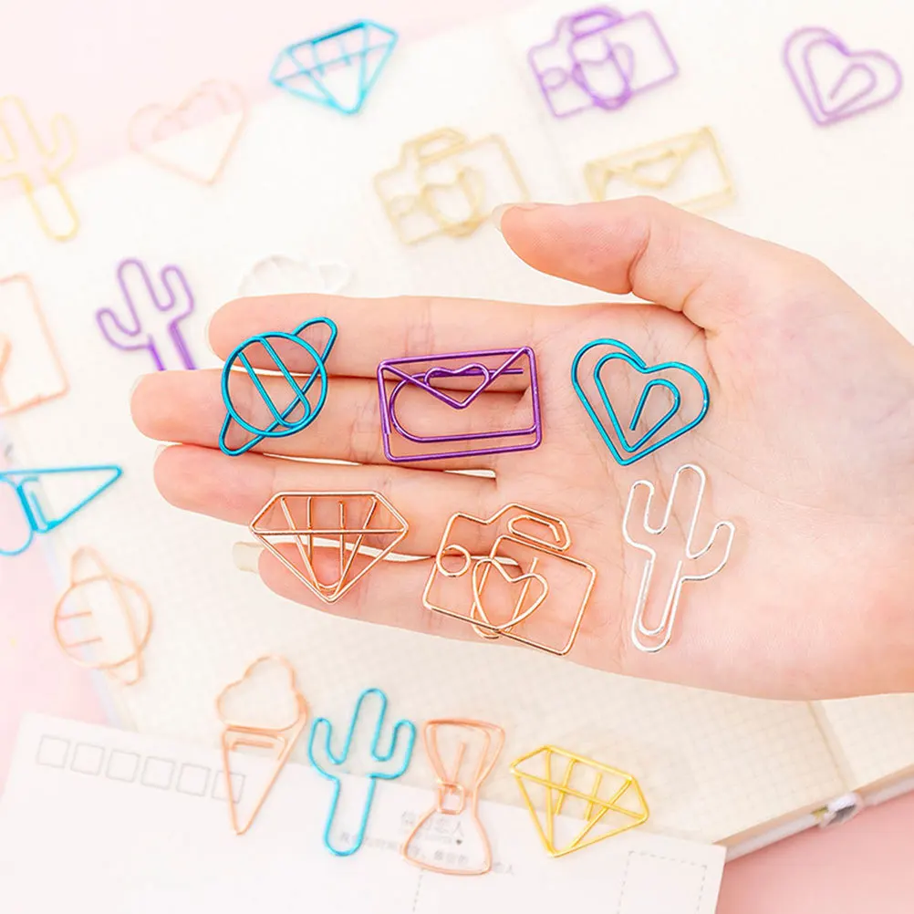 

60Pcs Adorable Shaped Paper Clips Multi-Function Document Clips Fine Workmanship for Files Papers Office School Use Decorative