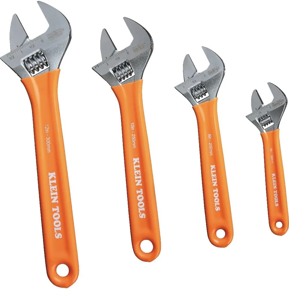 

Adjustable Wrench Set with Extra Capacity - 6, 8, 10, and 12 Inches, Forged Alloy Steel, Metric and SAE Measurements